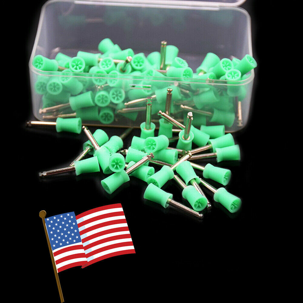 Dental Low Speed Contra Angle Handpiece Latch Gold/100*Polishing Cups Green OR