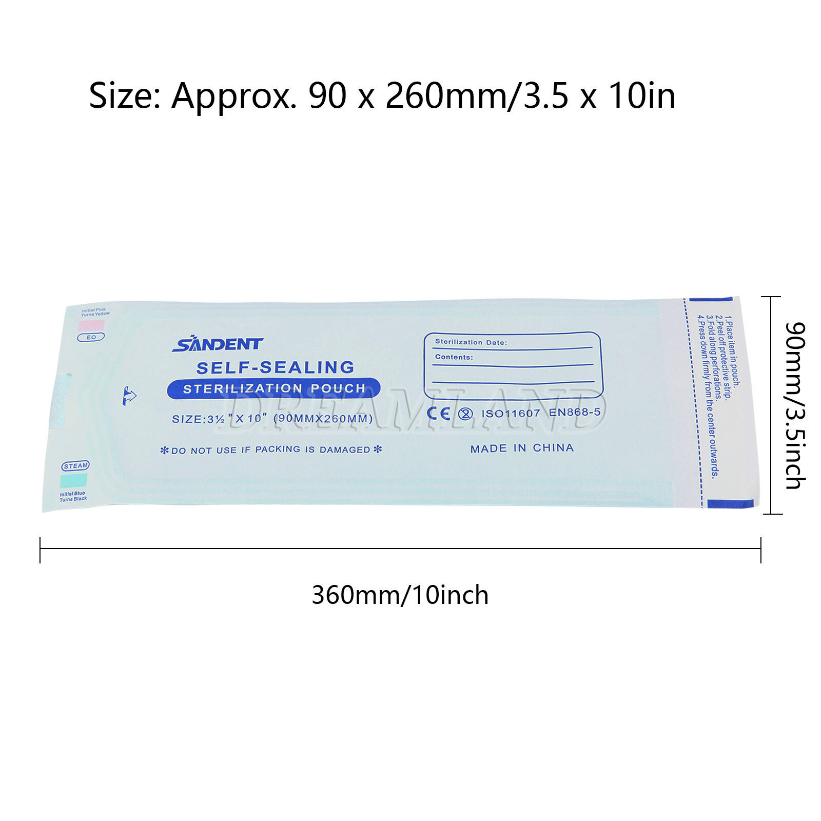 Sterilization Pouches- 3.5 ” x 10 ” Dental Medical Self Seal Pouch Bag 200 Bags