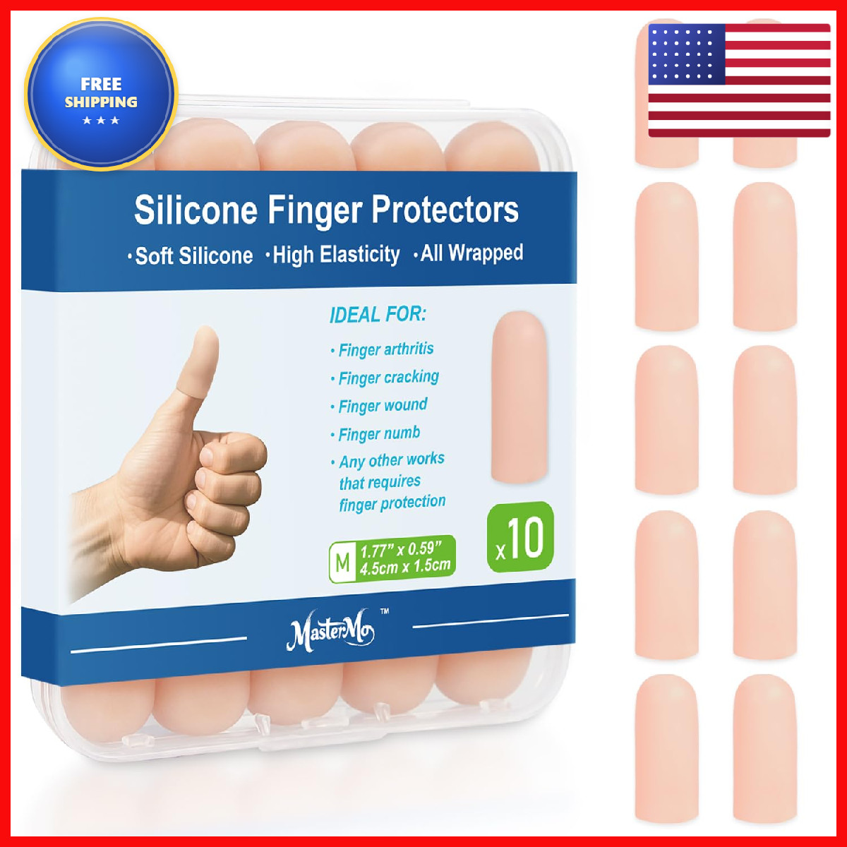 Mastermo Gel Finger Cots Protectors Silicone Fingers Covers Bandages Caps
