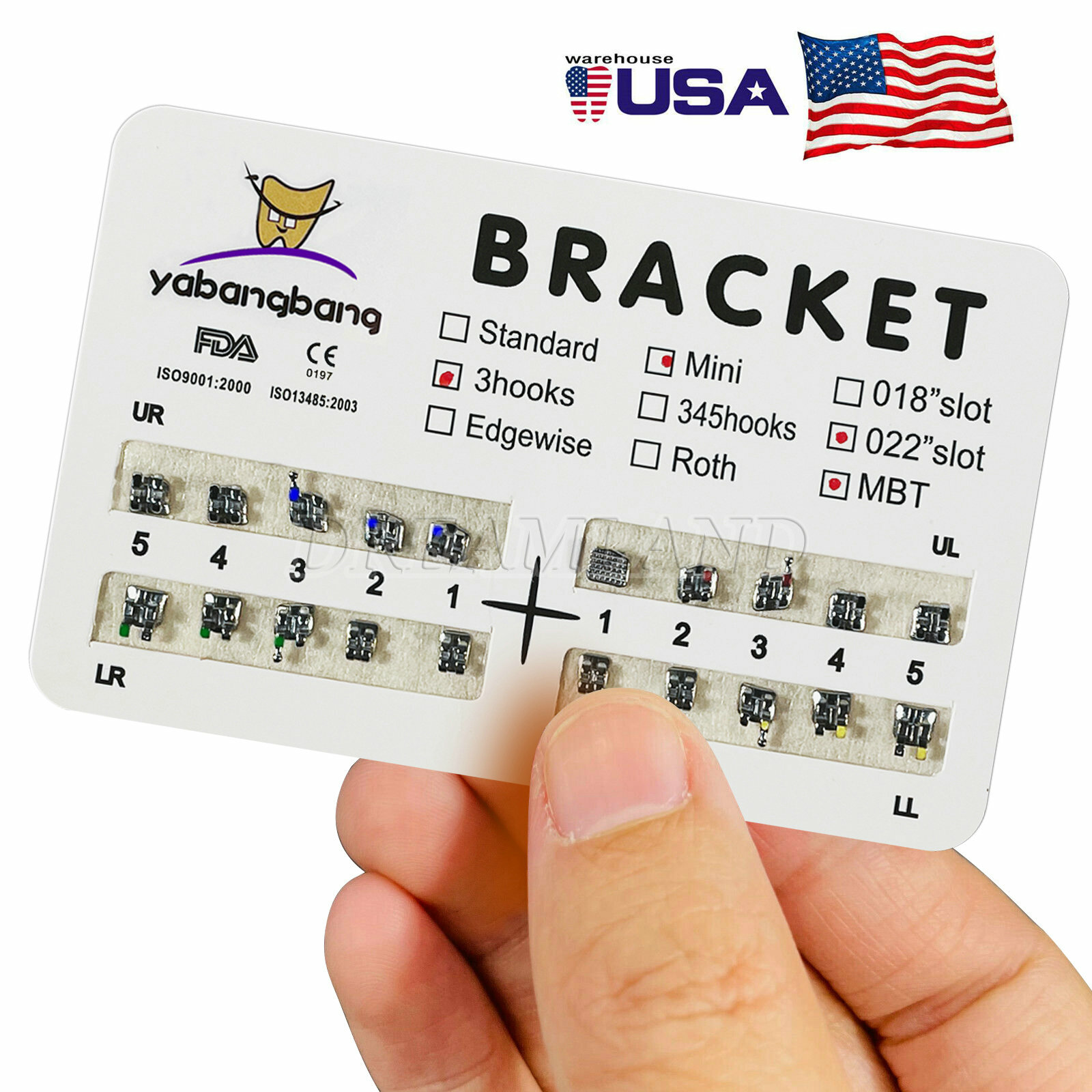 10 Packs Dental Orthodontics Metal Mini MBT 022 Slot 3 Hook Brackets Braces 4#