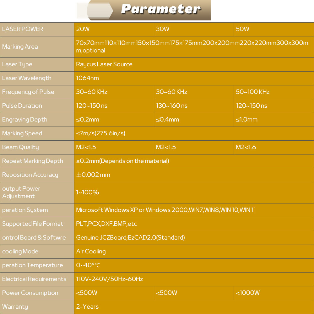 MCWlaser 50W Raycus Fiber Laser Marking Machine Metal Engraver Max Area