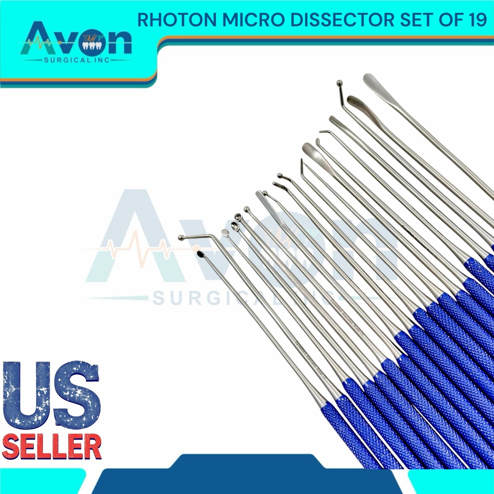 New Neurosurgical Expanded RHOTON MICRO Dissector Set Of 19 Surgical Instruments