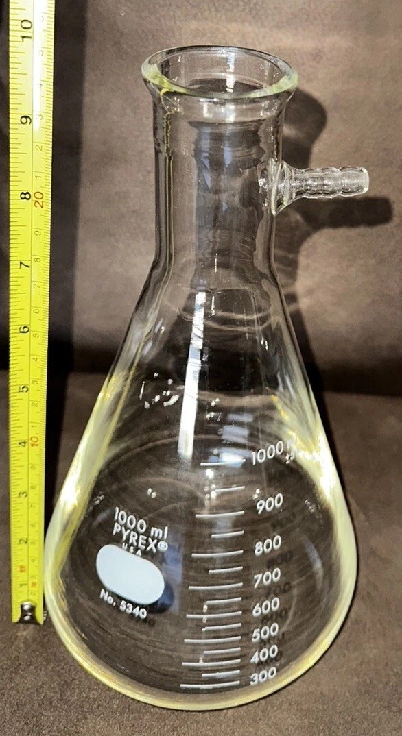 New Flask Corning Pyrex 5340-1L 1L Erlenmeyer Narrow Mouth Heavy Rim Graduated