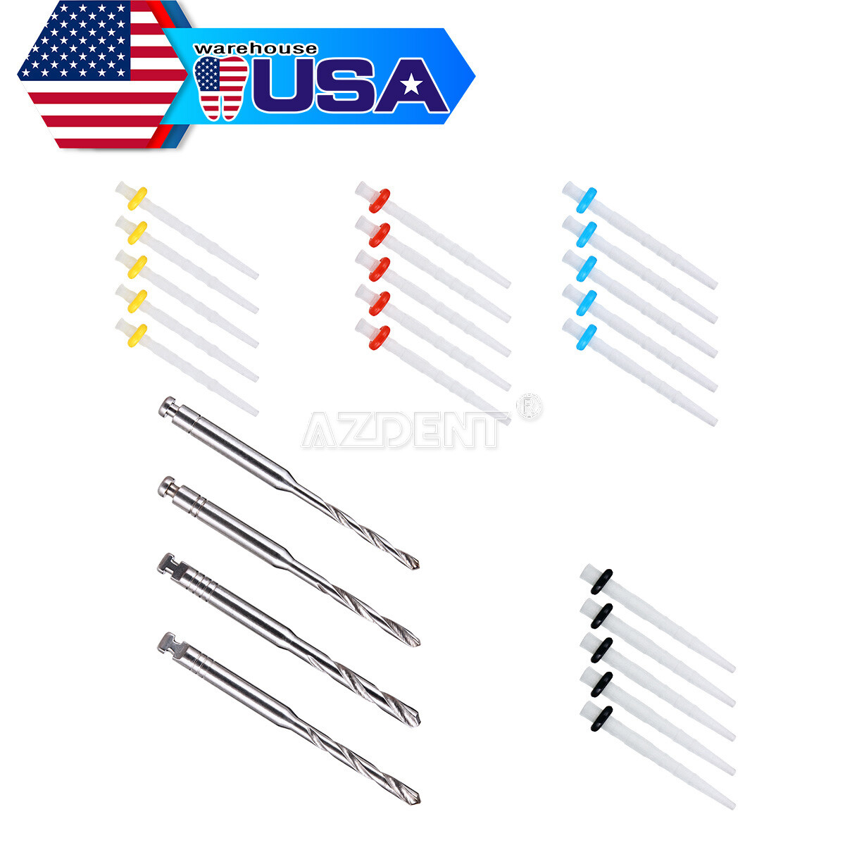 Dental AAA Fiber Posts Kits High-intensity Screw Thread Glass & Drills