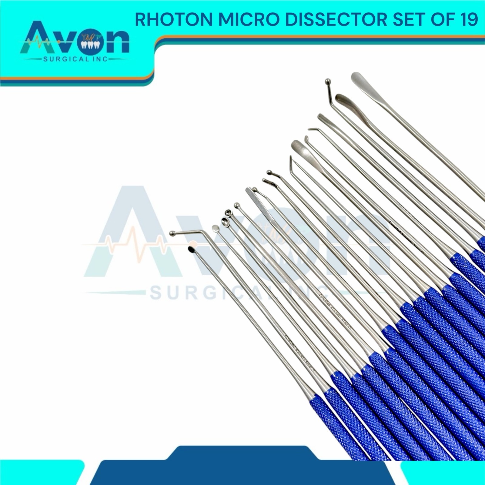 New Neurosurgical Expanded RHOTON MICRO Dissector Set Of 19 Surgical Instruments