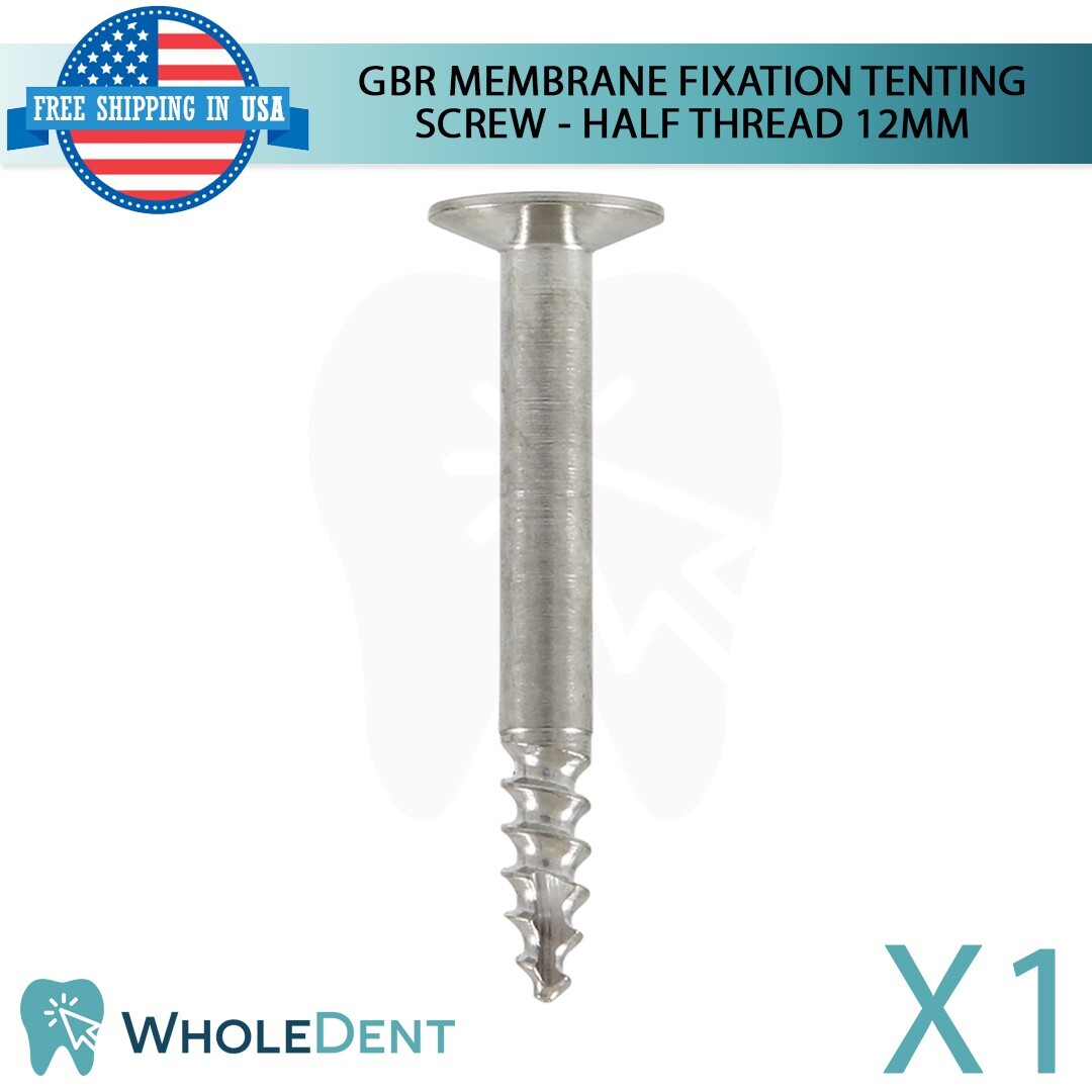 1x GBR Titanium Half Thread Tenting Screw 12mm Dental Membrane Fixation