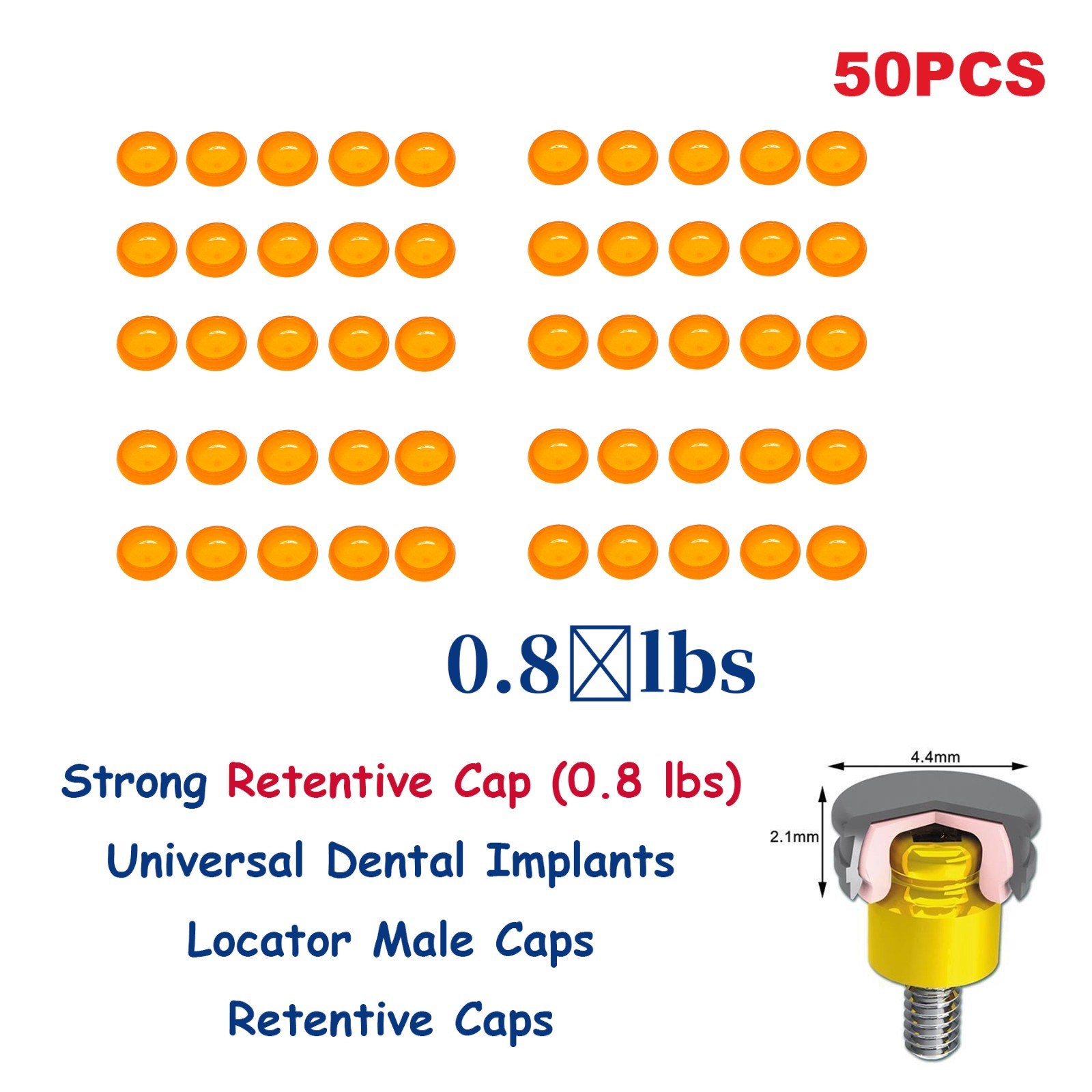 US Overdenture Retention Male Processing Cap For Locator Abutment System Inserts
