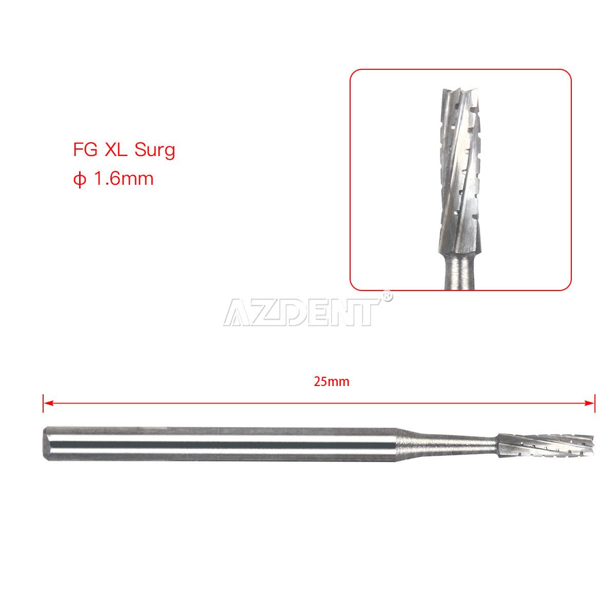 6PCS /caja FGOS dental quirúrgico carburo fresas longitud 25 mm FG-557XL AZDENT