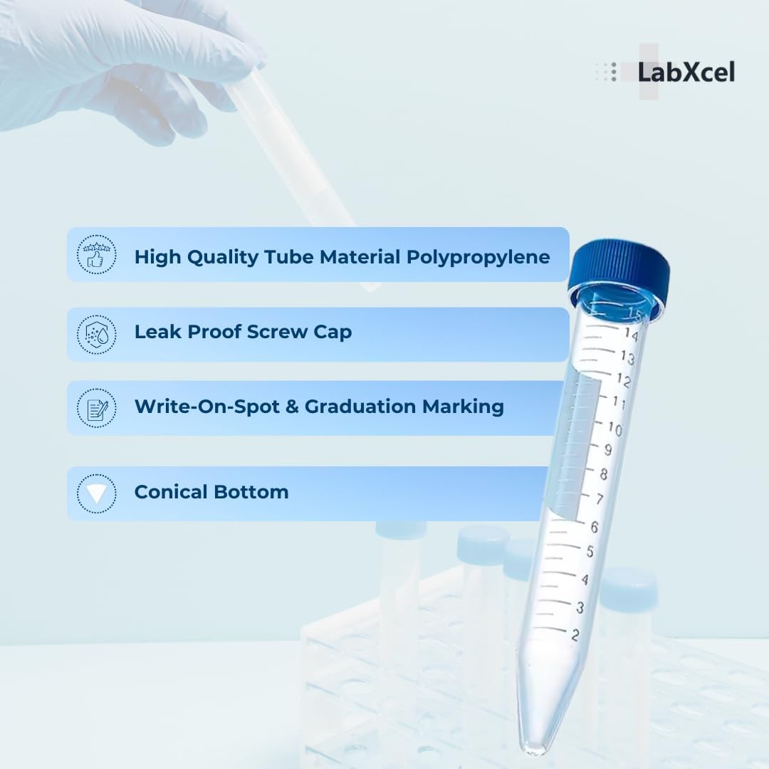 50 PCS 15ml Polypropylene Conical Centrifuge Tubes Blue Screw Cap Printed Lab