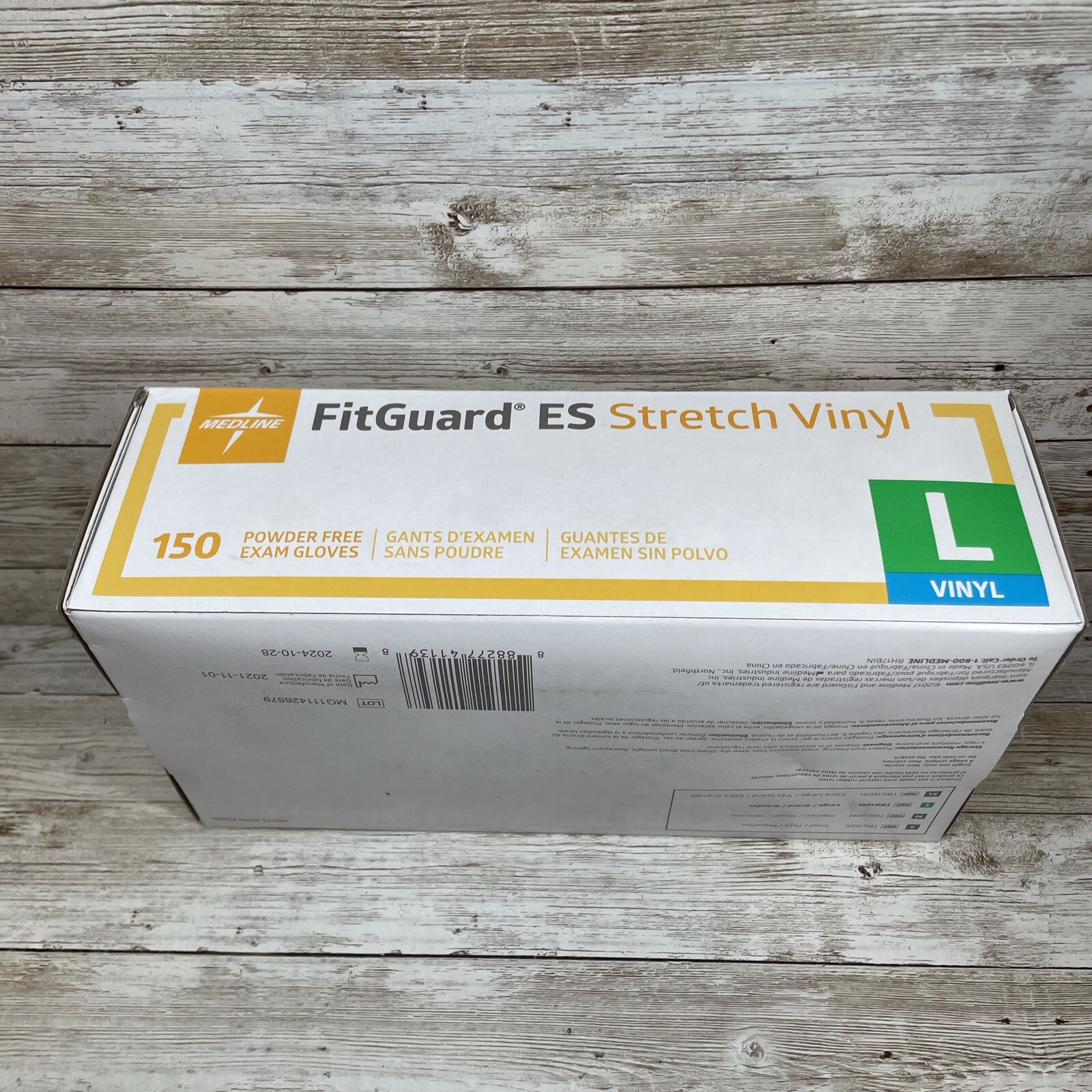 *6 BOXES* MEDLINE FITGUARD ES Stretch Vinyl Exam Gloves Size: LARGE, EXP: 10/24
