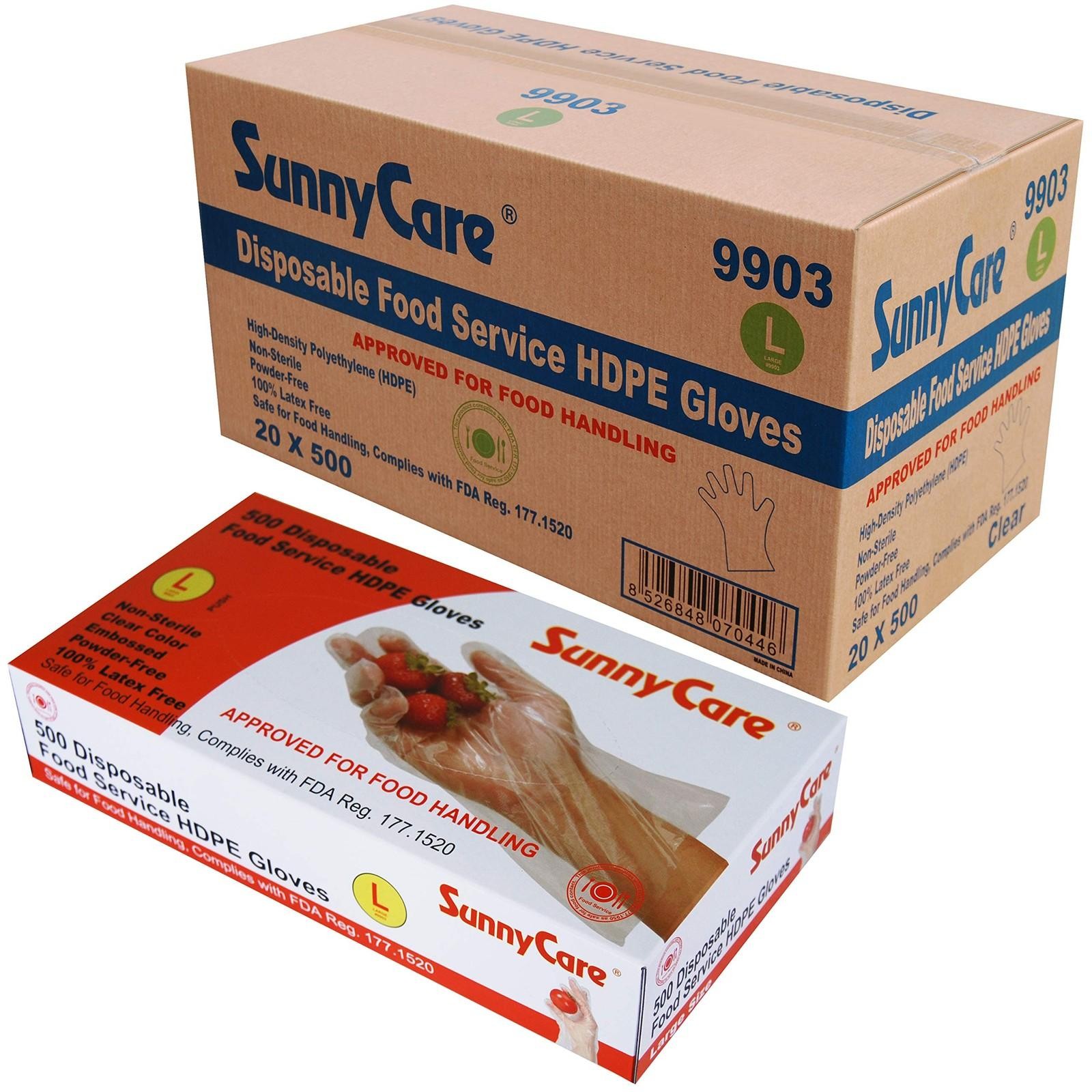 Poly Disposable Hdpe Food Service Gloves, Box of 500, Total of 20 Boxes, Larg…