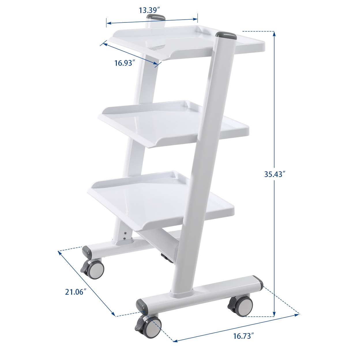 3 Layer Dental Trolley Medical Tool Cart Mobile Instrument Stand with Sockets