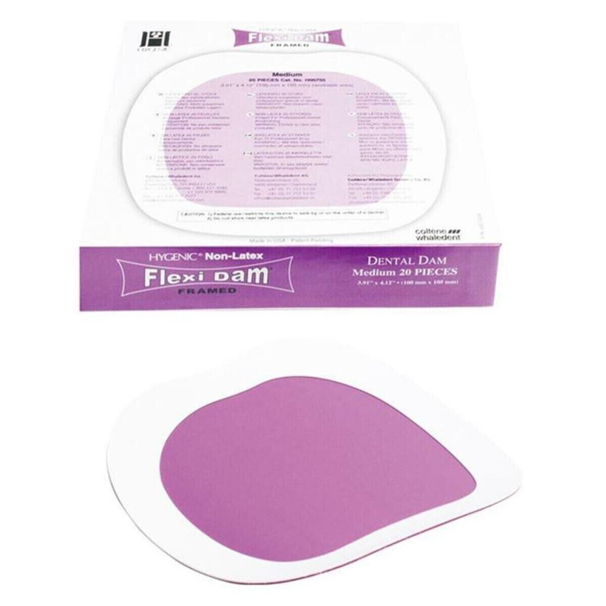 Coltene Hygenic Flexi Dam Non-Latex Framed Dental Dam Medium 20/PK 100 x 105mm