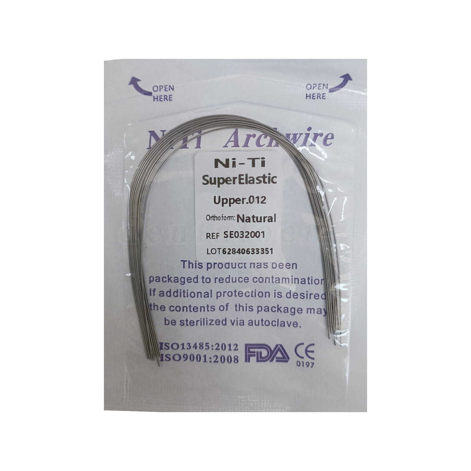 Dental Orthodontic Arch Wire Round/Rectangular Niti Super Elastic Natural 100pcs