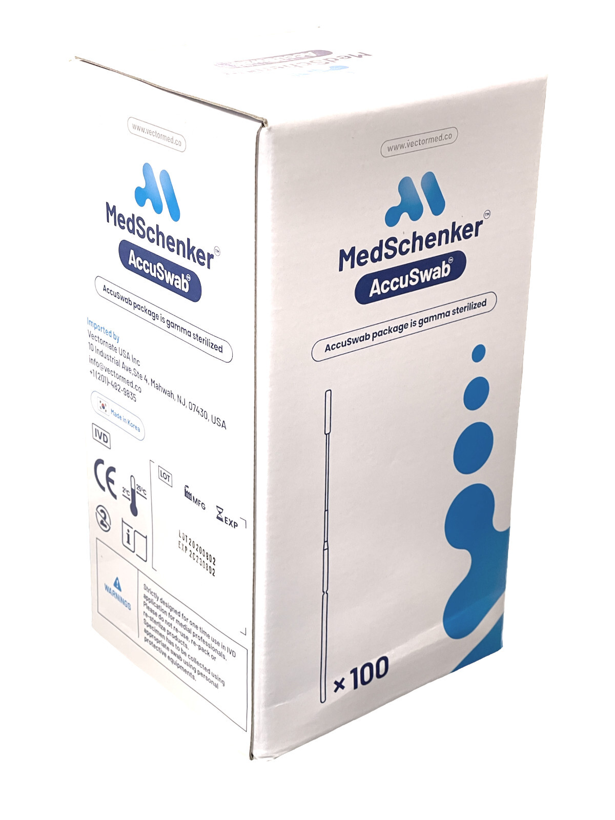 New! MedSchenker AccuSwab 1box (100pcs) Gamma Sterilized