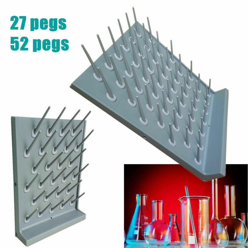 2PCs Lab Supply Wall Desk Drying Rack 52 pegs/27 Pegs Cleaning Equipment Grey PP