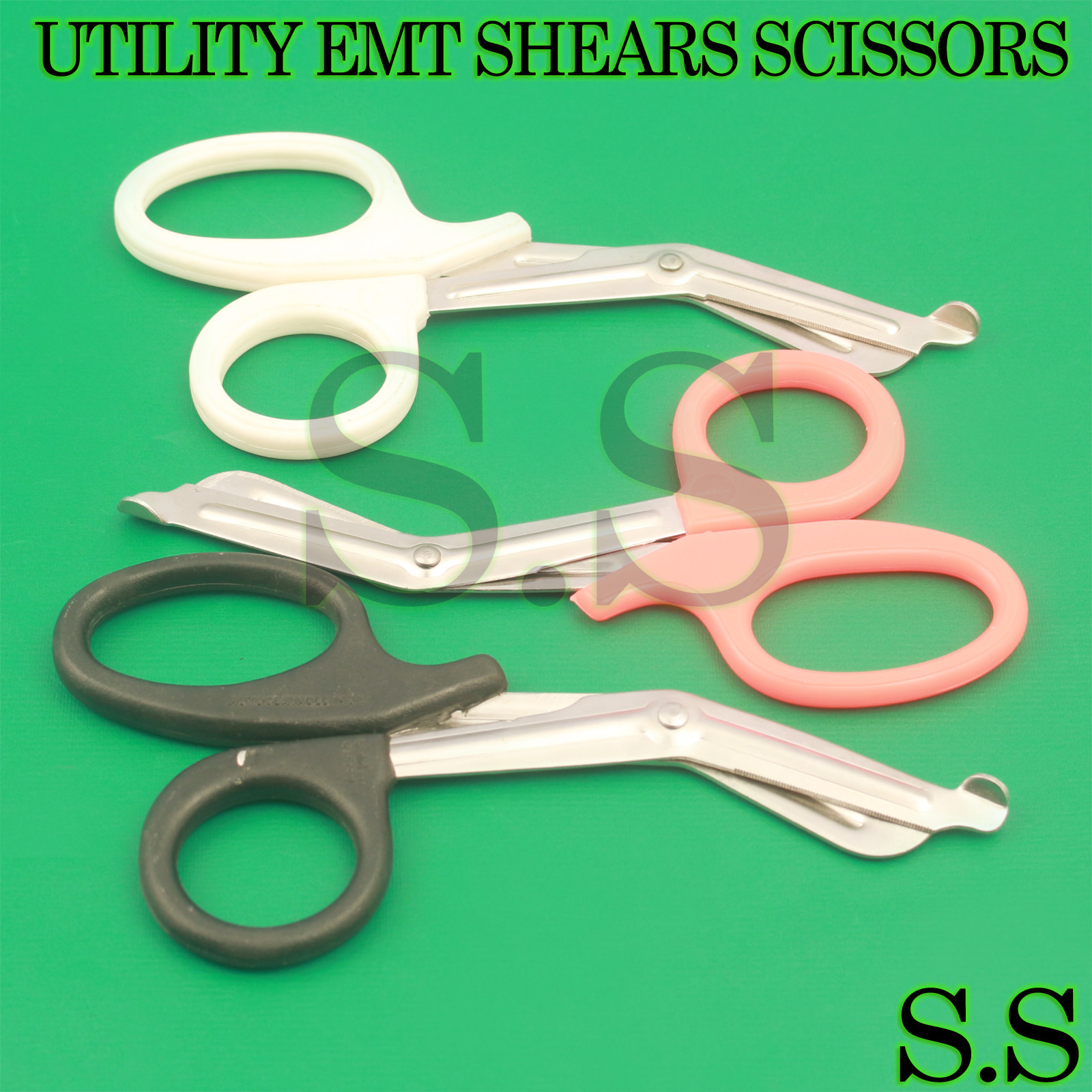 3 PCS (ORANGE WHITE BLACK) TRAUMA PARAMEDIC UTILITY EMT SHEARS SCISSORS 7.5″