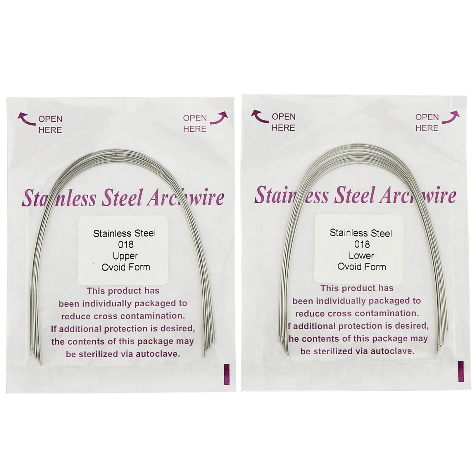100Pcs Dental Ovoid/Natural Ortho Round Stainless Steel Arch Wire Form 012-20U/L