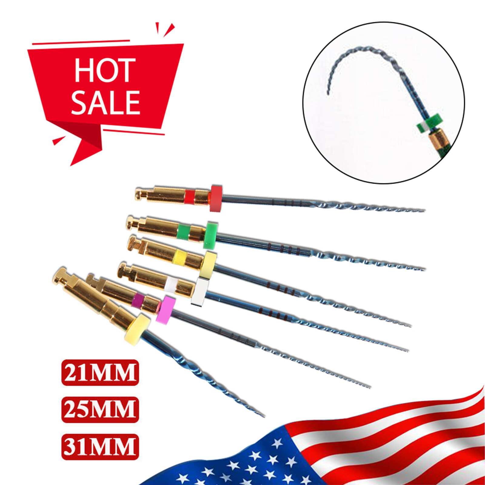 21mm 25mm 31mm Dental Endo Rotary Files NITI Endodontic Files Tips SANDENT ns