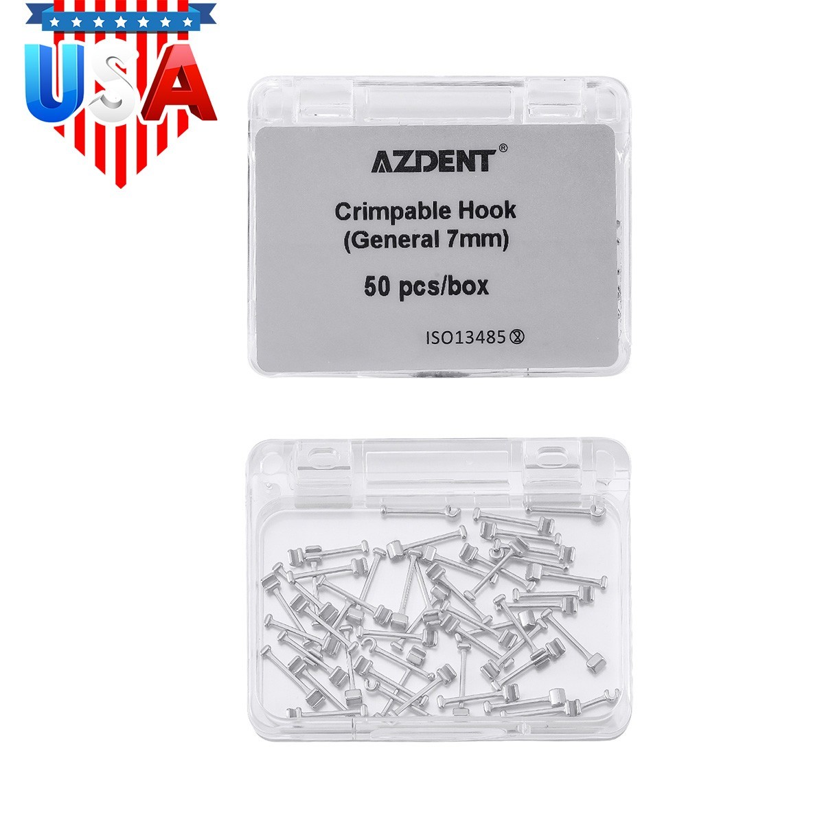 AZDENT Dental Orthodontic Crimpable Hook Stainless Steel for Arch Wire