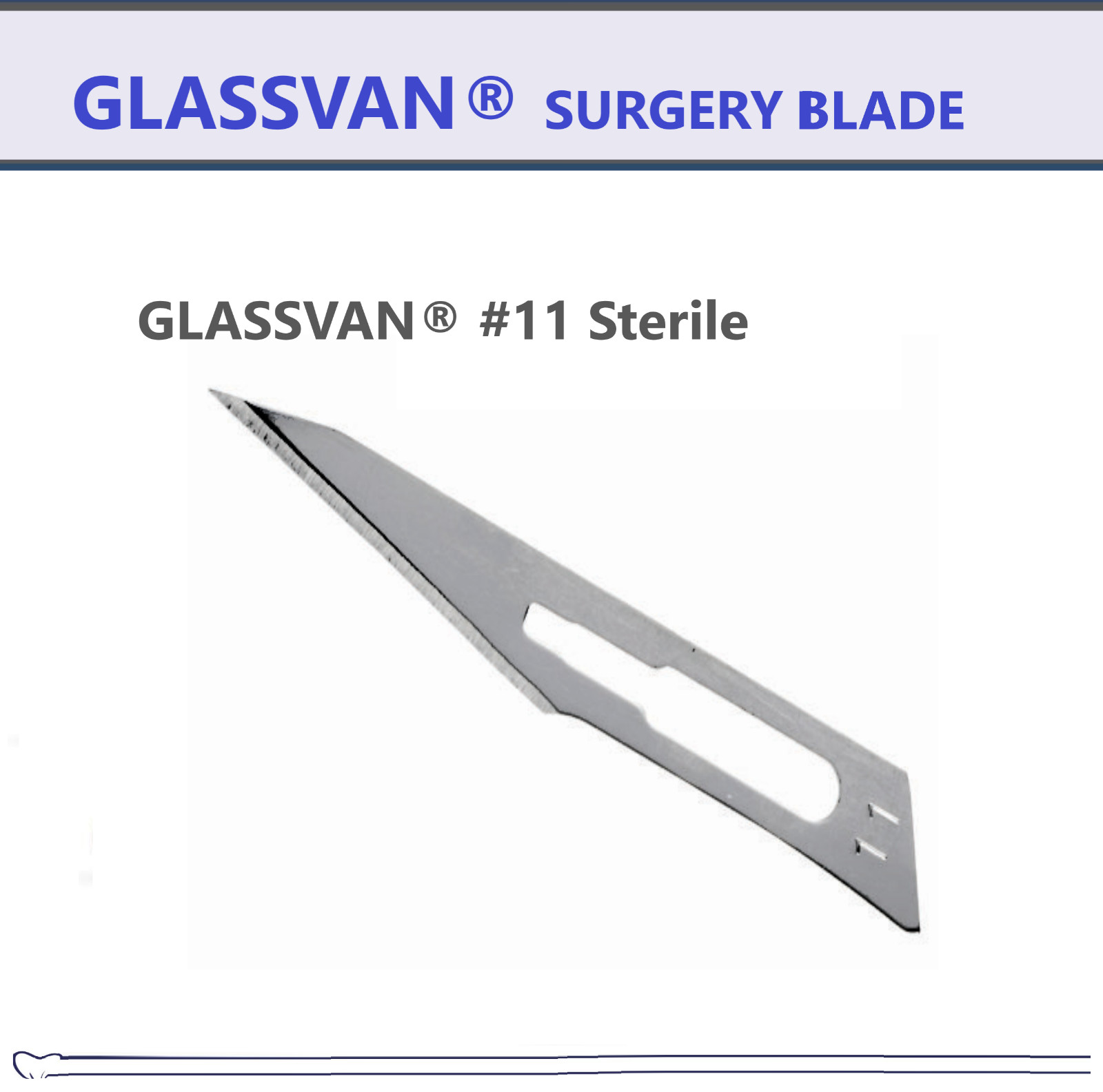 MYCO GLASSVAN Surgical Blades Stainless Steel #10, 11, 12B, 15C, 3001T-15, 100Bx