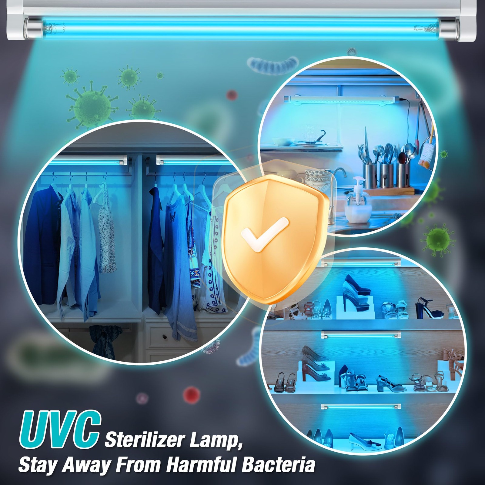 Qualirey 1 Pack UV Lamp Ozone Free, 253.7nm Wavelength UVC Germicidal 6 Watts