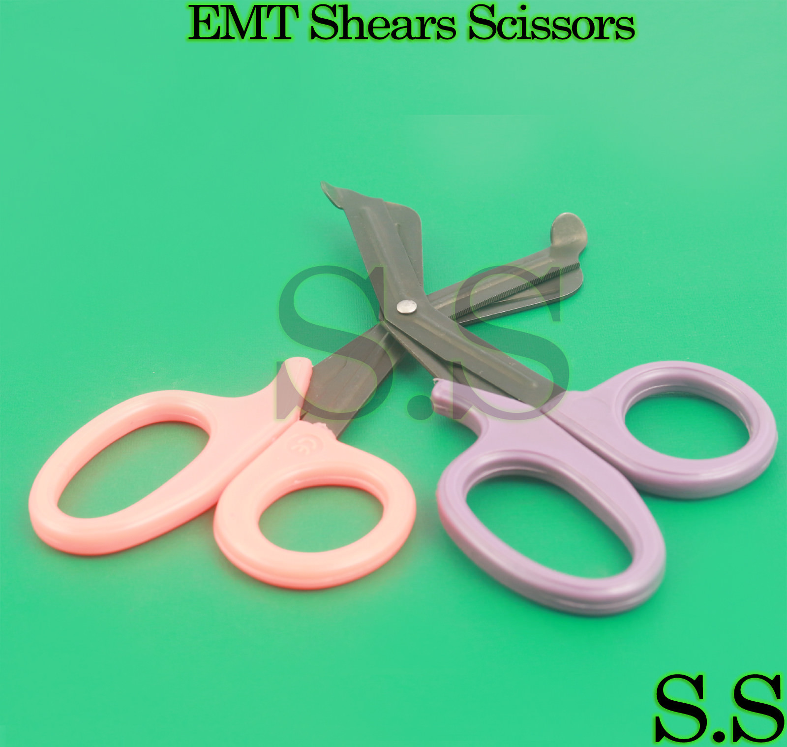 Set Of 2 ( ORANGE PURPLE ) Fluoride Black Coated Trauma Paramedic EMT Shears