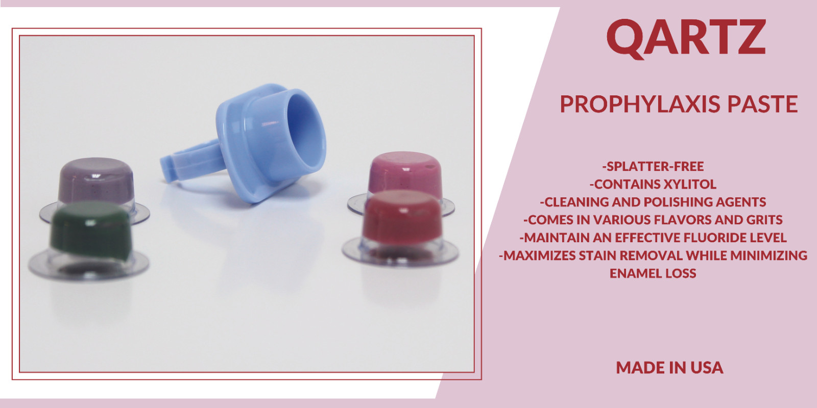 QARTZ PROPHY PASTE CUPS MINT COARSE 200/BOX DENTAL NON SPLATTER W/FLOURIDE