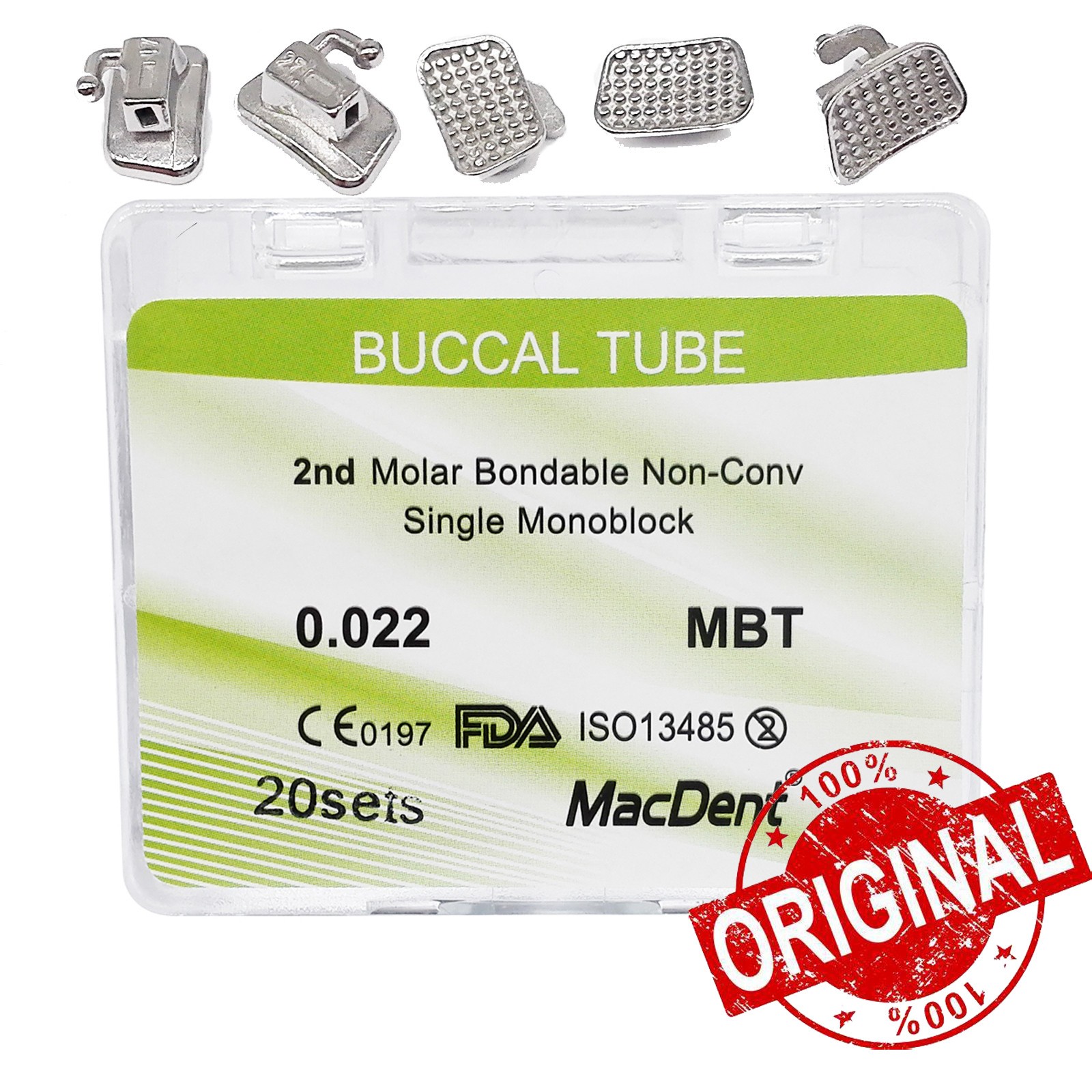 Dental Orthodontic Buccal Tubes 1st 2nd Molar Roth/MBT 022 018 Bondable Non-Conv