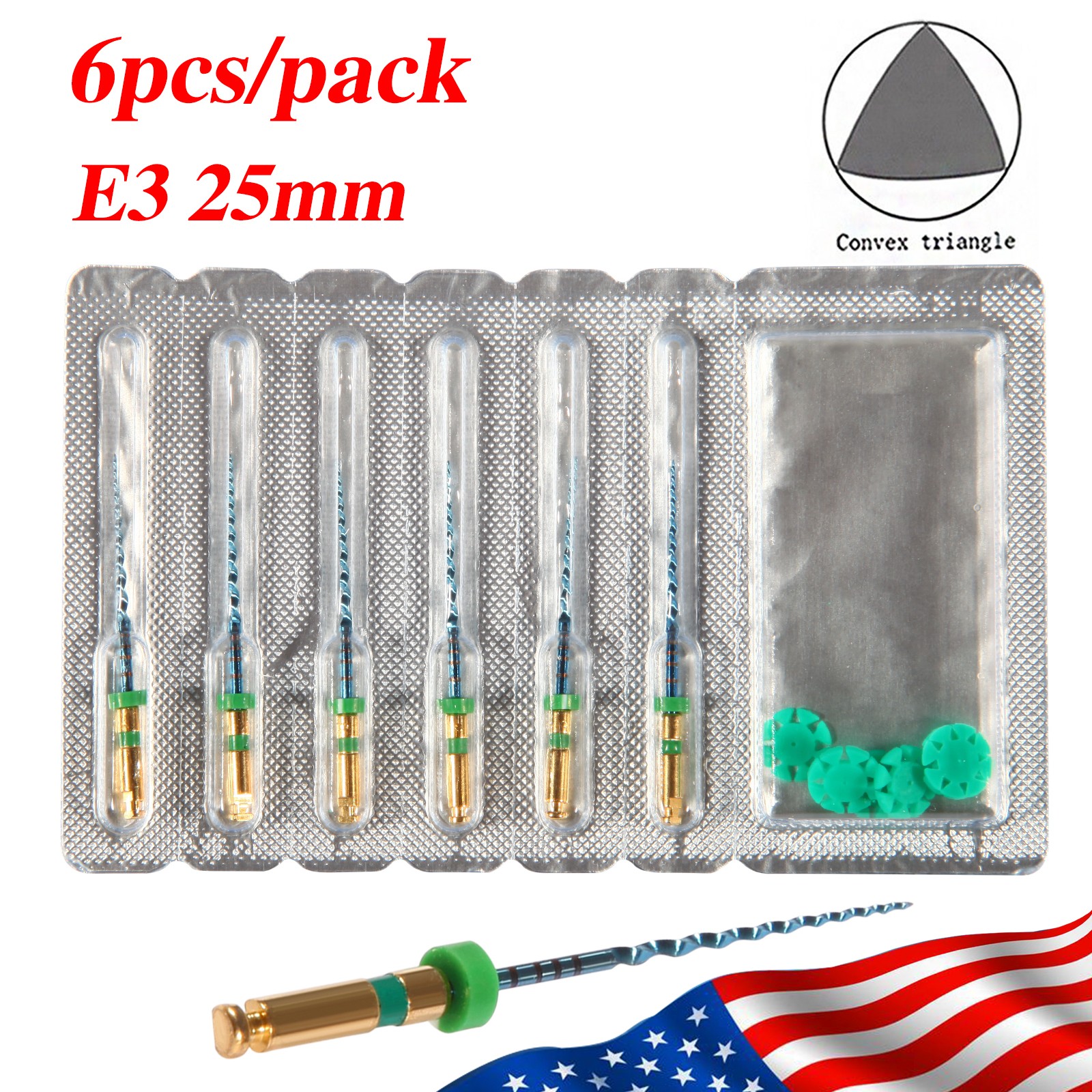 6X Dental Endodontic Rotary Files Endo Root Canal File X-Pro Taper Files 25mm E3