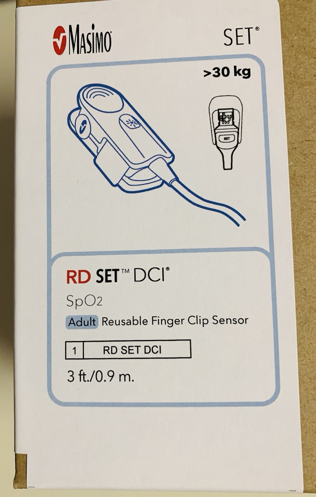 Masimo Adult Finger Sensor Red Set DCI 3Ft #4050 Brand New