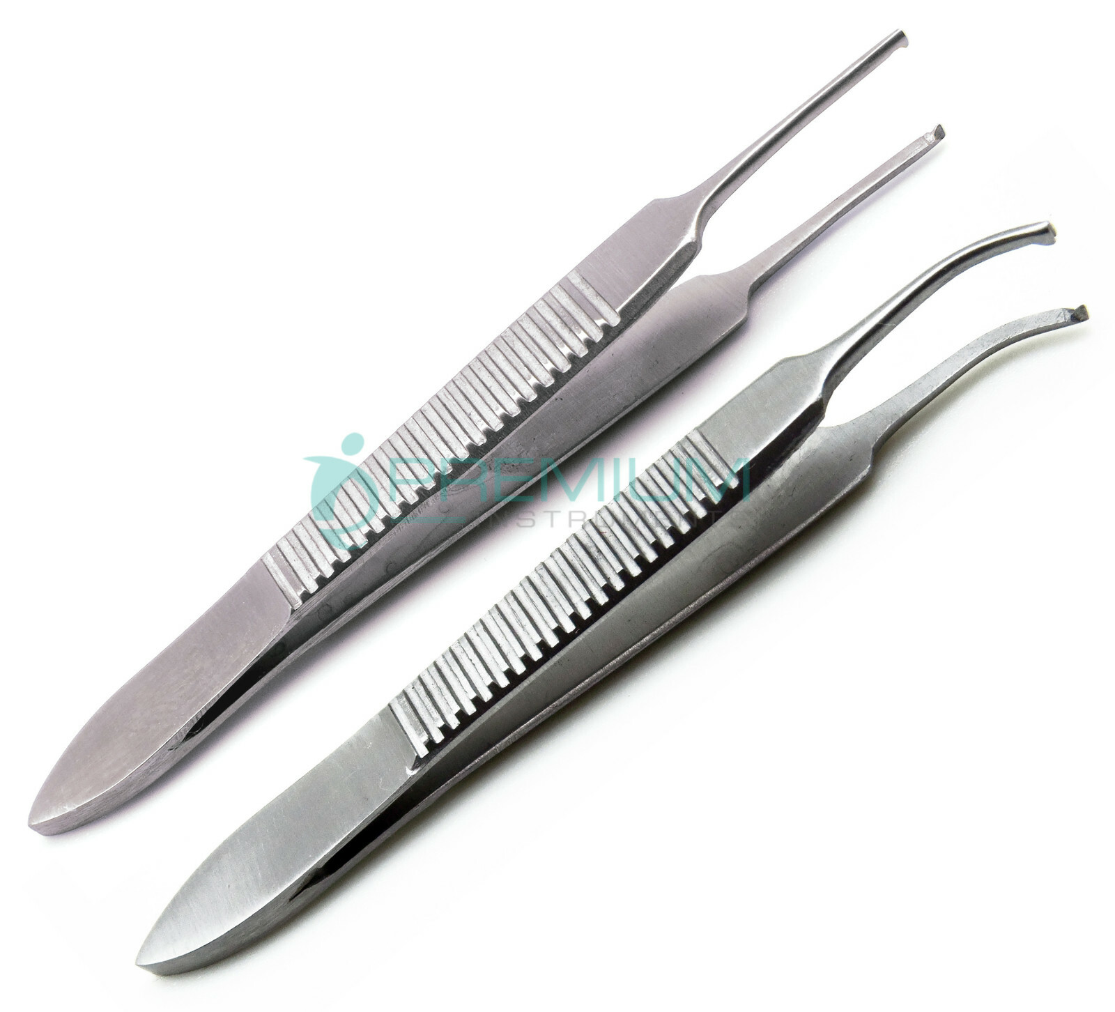 2 Pcs Iris Forceps 2.5″ Kocher 0.5mm Straight & Curved Micro Instruments