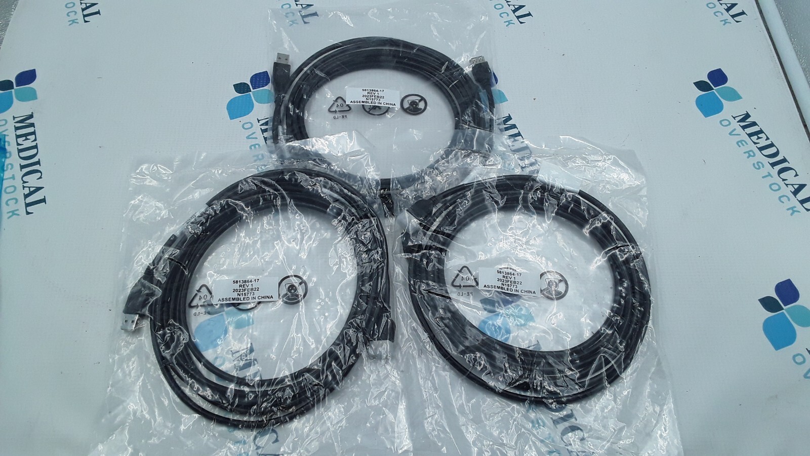 GE Healthcare USB 2.0 Male to USB Female Half Over Mold 3.5 5813864-17 Set of 3