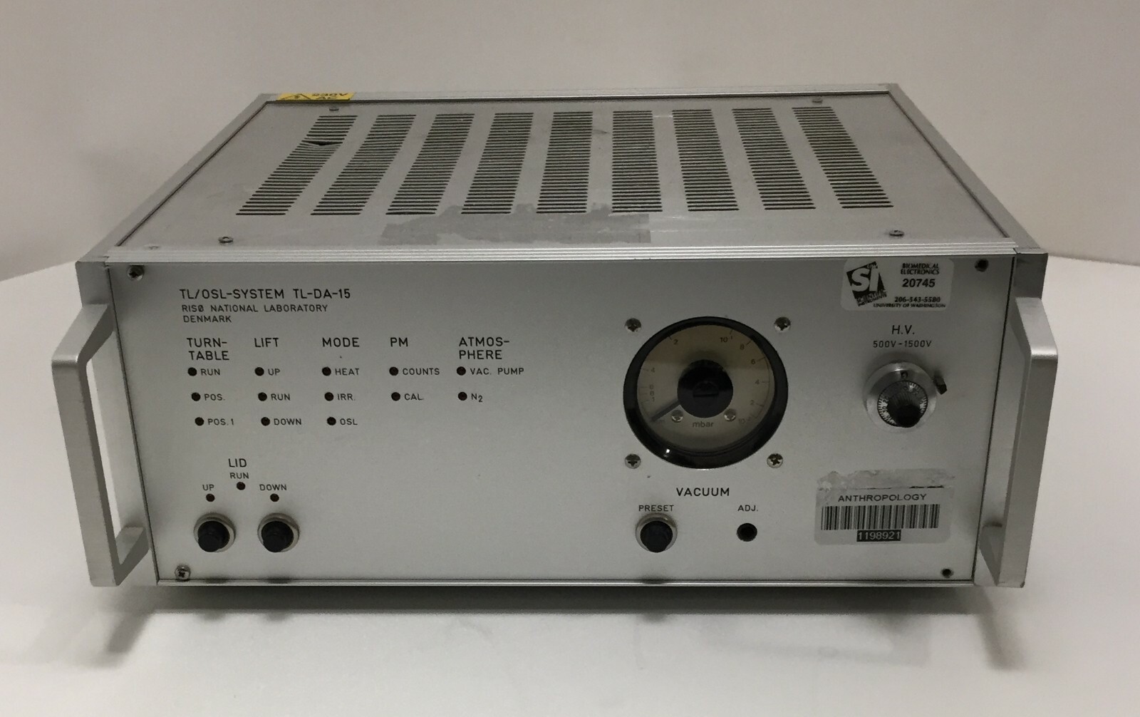 TL/OSL-SYSTEM TL-DA-15 RIS0 NAT LAB DENMARK HV VACUUM PUMP SAMPLER CONTROLLER