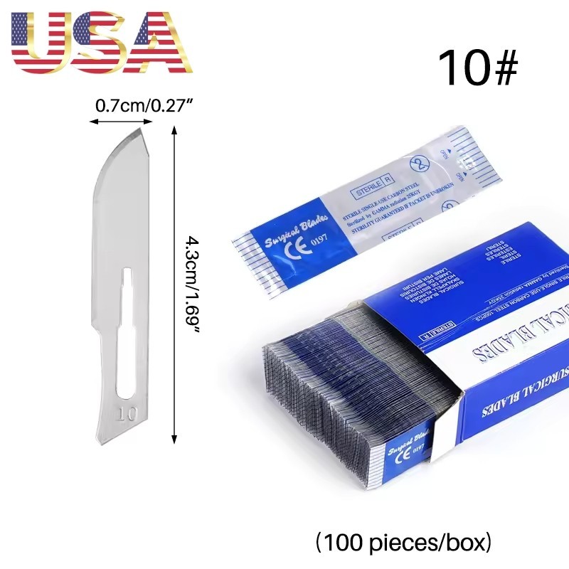 100Pcs/box Dental Surgical Blade Sterilized Carbon Steel Medical Scalpel Blades