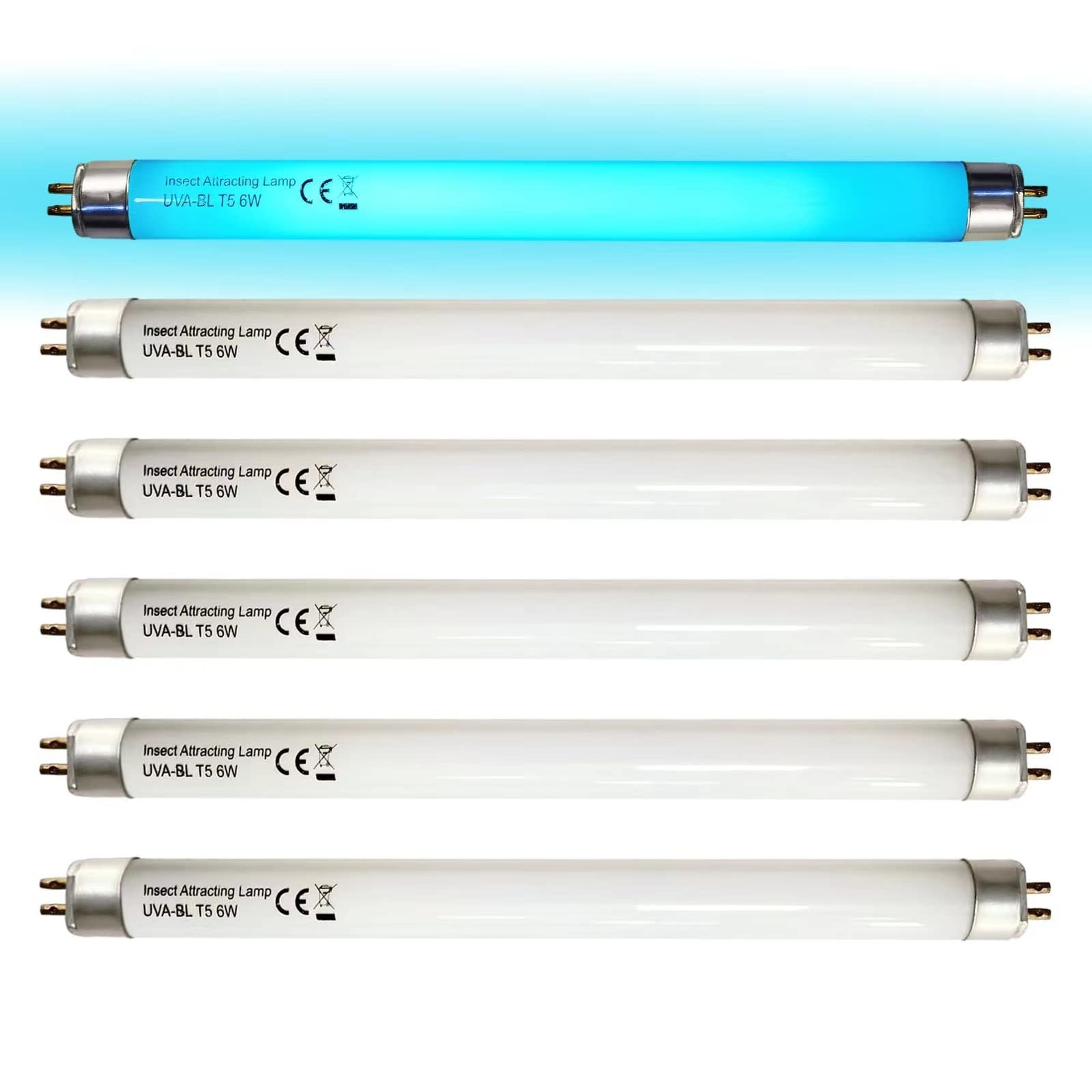 Celiwace 6 Pack UVA-BL T5 6W 32050 F6T5/BL Replacement Bulb Small, White