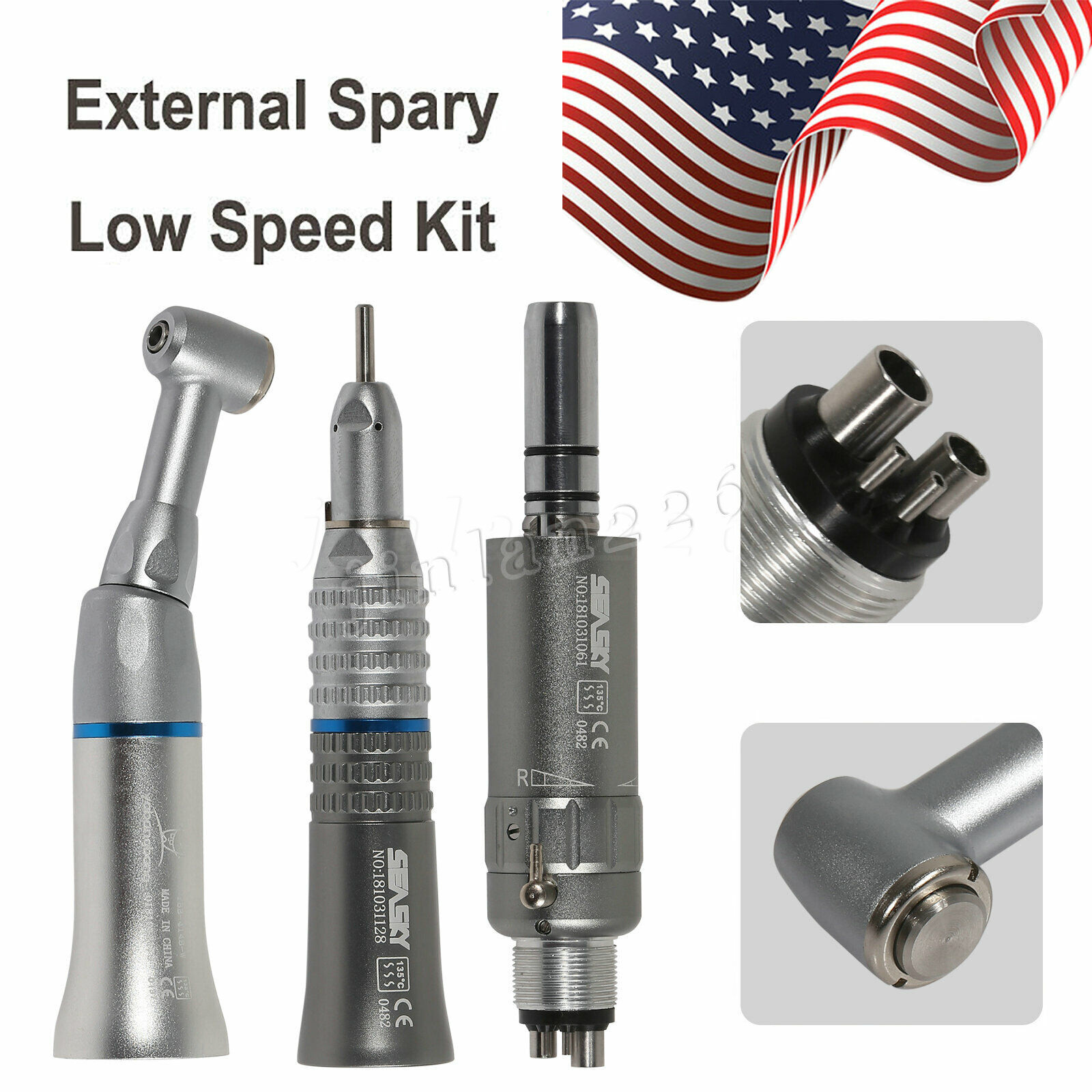 Dental Slow Speed Handpiece Contra Angle Straight Air Motor 2/4 Hand piece Drill
