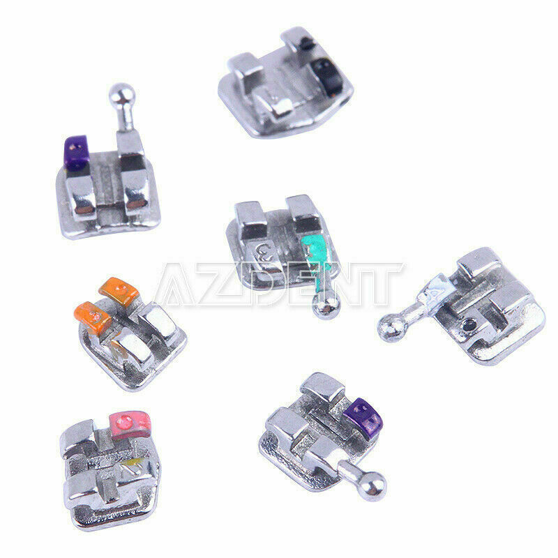 AZDENT Dental Ortho Mono Brackets Brace Mini Metal Roth/MBT 018/022 345Hook Base