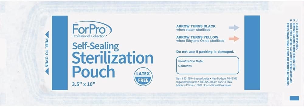 ForPro Self-Sealing Sterilization Pouches 3.5″ x 10″ Autoclave Bags (200-Count)