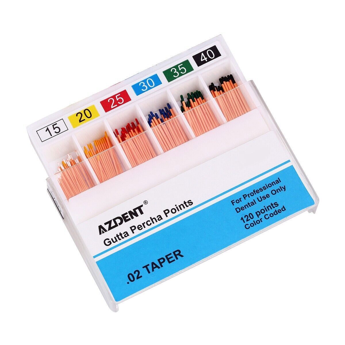 10 X Puntas de Gutapercha Dental GP 0.02 Taper 15-40# puntas de papel absorbente