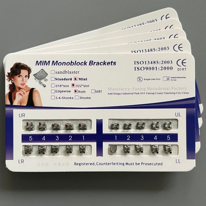 10 Sets Dental Orthodontic Metal Brackets MIM Monoblock Mini Roth 022 no hooks