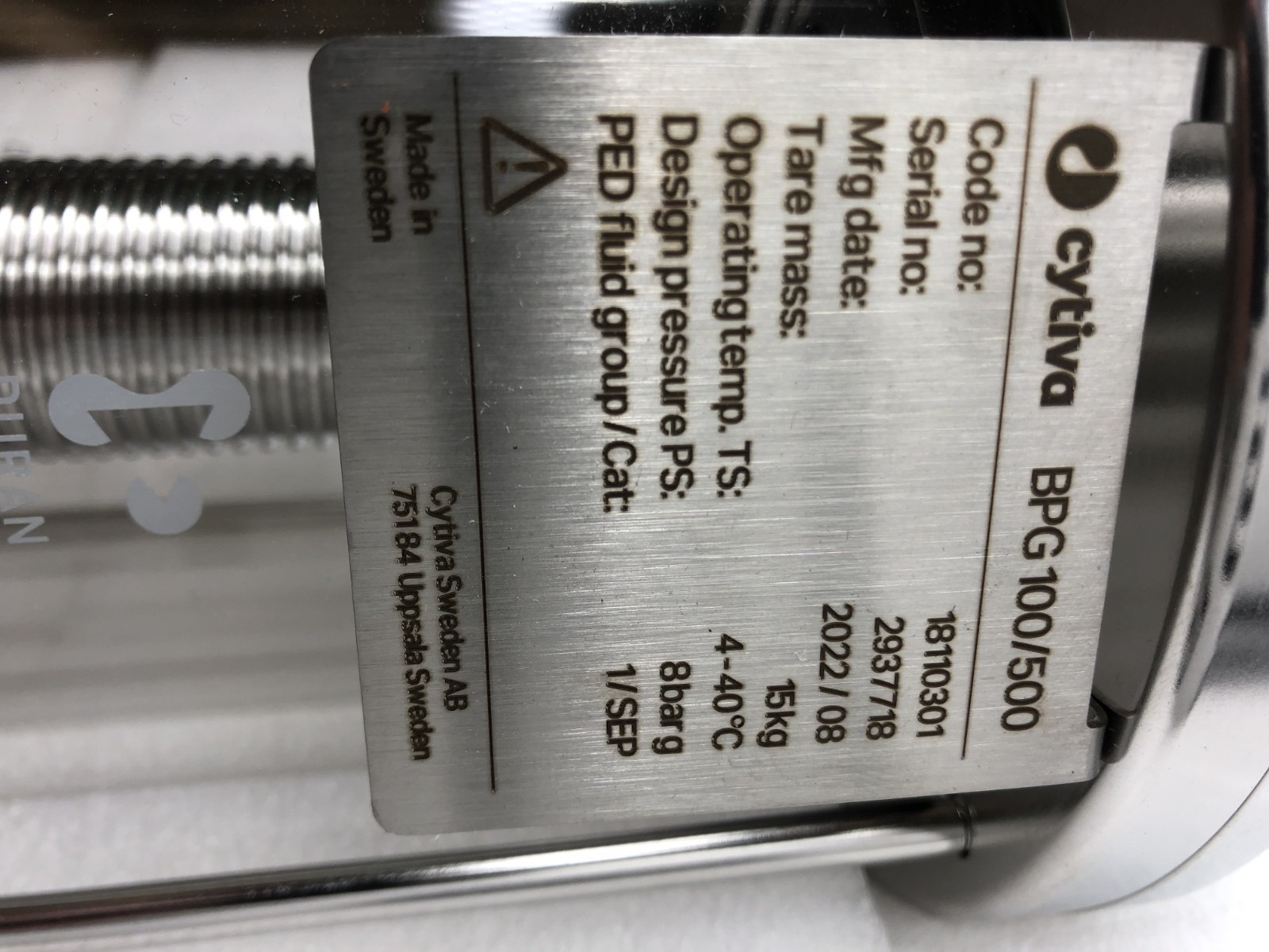 Cytiva GE Pharmacia BPG 100 / 500 Chromatography Column 18110301 4L 18-1103-01