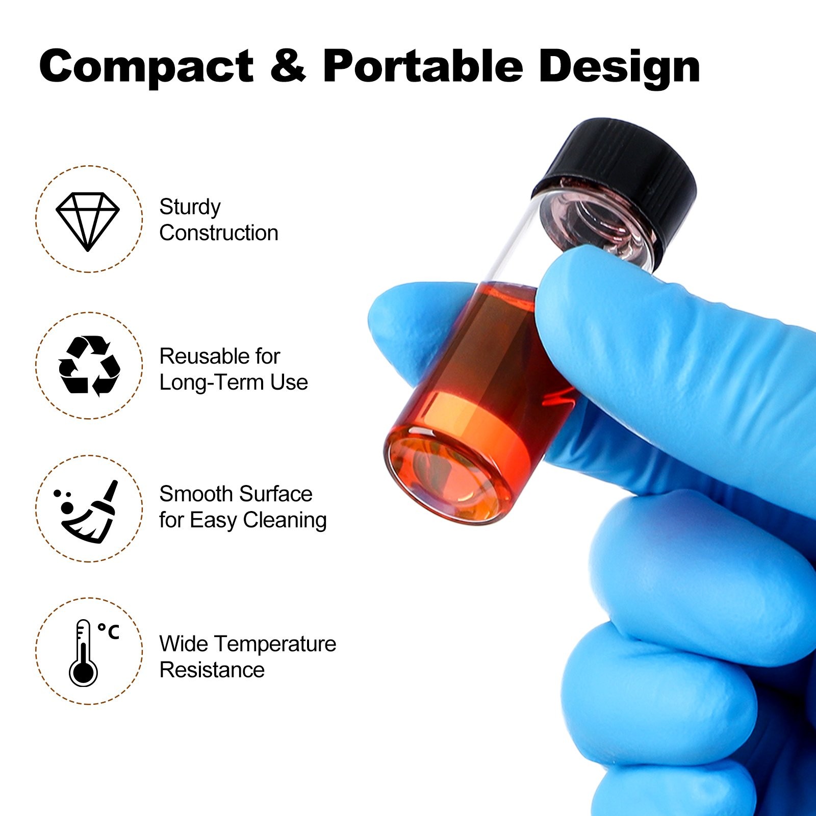 Professional-Grade 30ML Glass Sample Bottles – 50 Leakproof Vials for Liquids