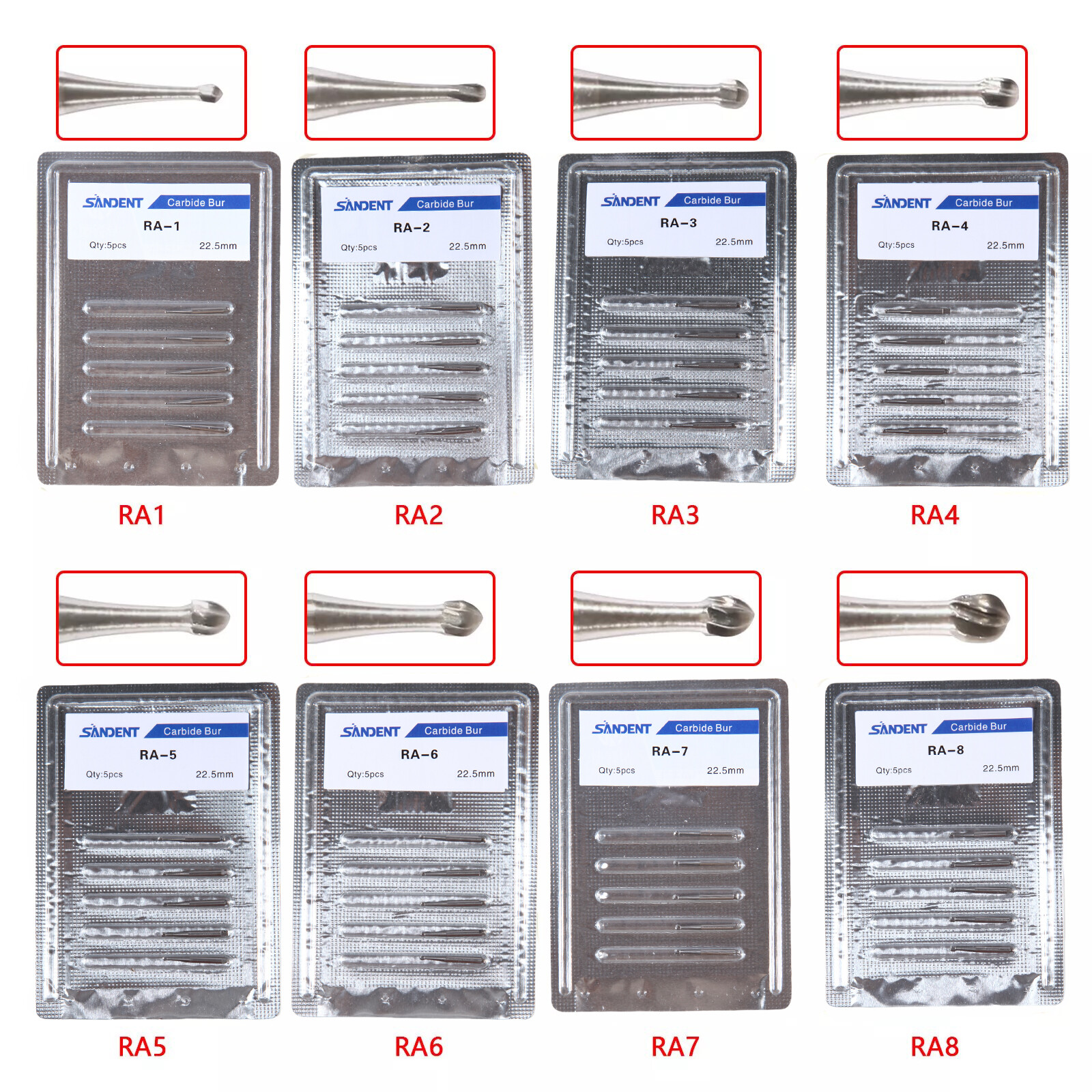 5Pcs/Pack Dental Round Carbide Bur For Slow Low Speed Latch Type RA1-RA8 po
