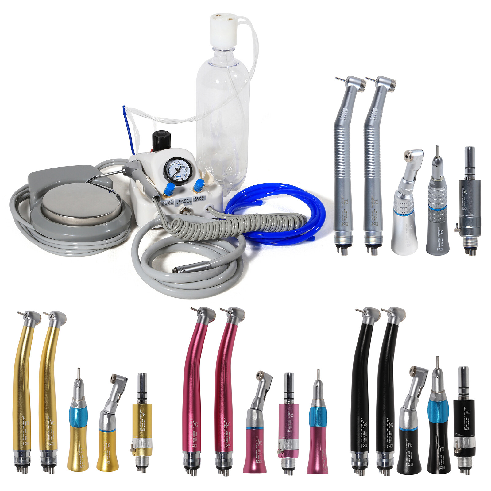 Dental Portable Air Turbine Unit No Compressor /High Low Speed Kit 4Hole Fit NSK