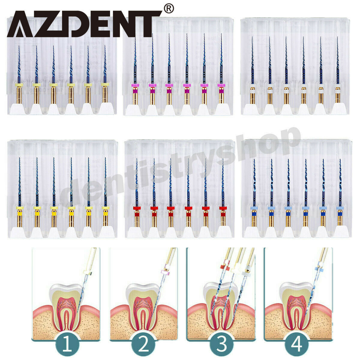 AZDENT Dental Endo Rotary Files X-Pro Gold Taper SX-F3 NITI Root Canal Files