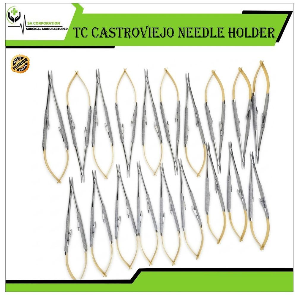 20PCs T/C Castroviejo Round Handle Needle Holder 7″ 18cm Straight German