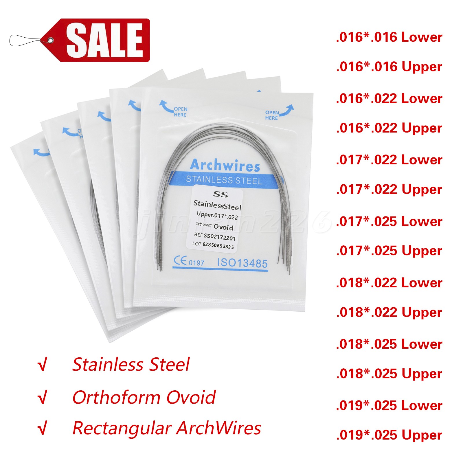 10 Bags Dental Orthodontic Stainless Steel Rect Arch Wire Ovoid Form Lower/Upper