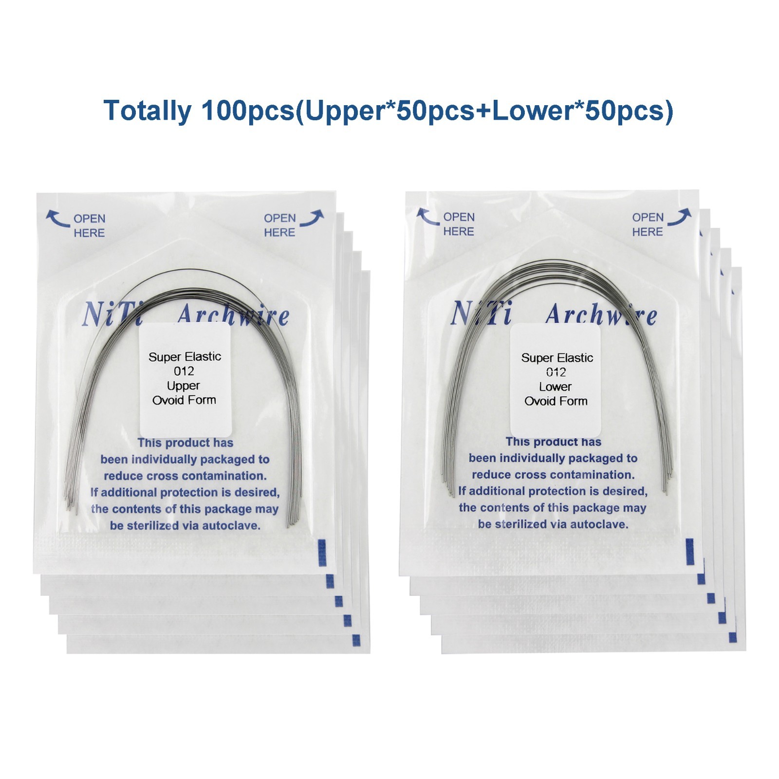 100pcs Dental Orthodontic Arch Wires Niti Stainless Steel Round Rectangular
