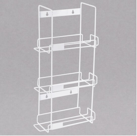 3-Tier Glove Box Holder White Wire Wall-Mount Saves Counter Space
